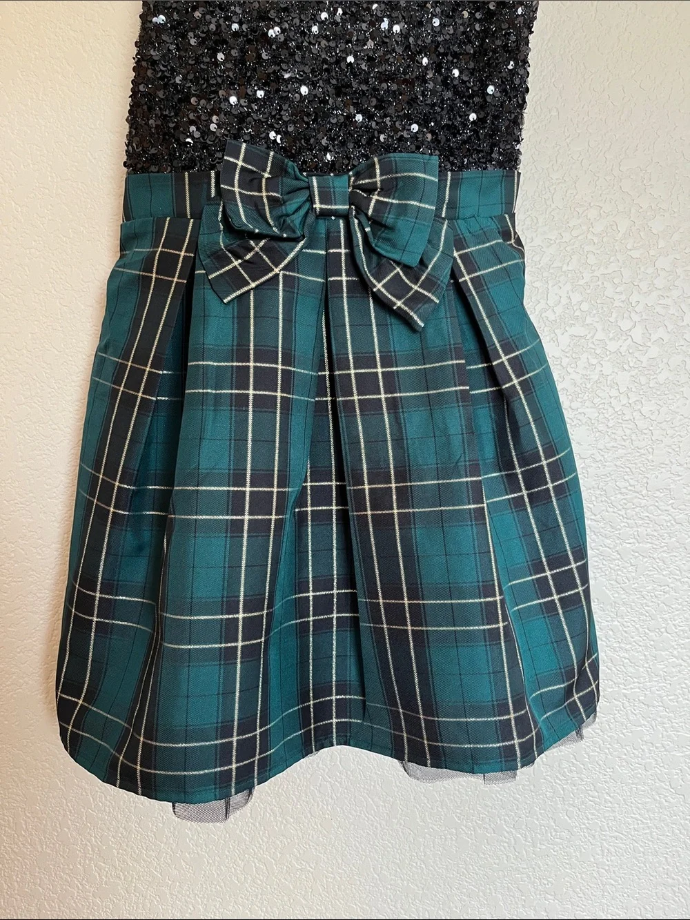 Children’s Place sequin & plaid Christmas holiday dress